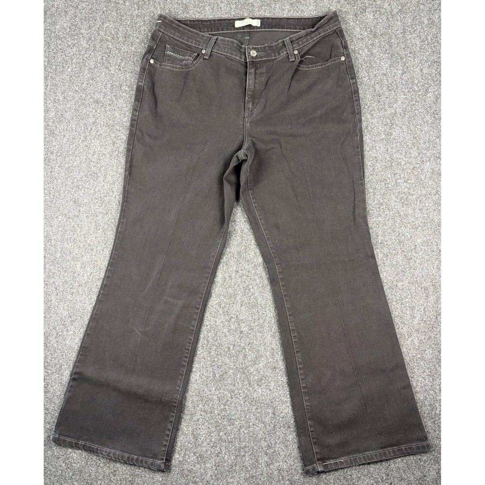 Levis 580 Boot Cut Jeans Womens 18 S/C Dark Gray Studded Stretch Denim Pants